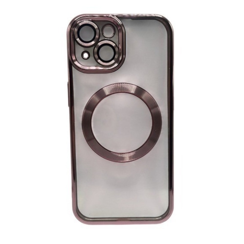 iPhone 15 Clear Protective Case Pink‎ Metallic Trim NEW